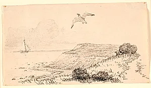 Mågen. Illustration til Kaalunds "Fabler for Børn". Se kommentar fra arkkatalog. by Johan Thomas Lundbye