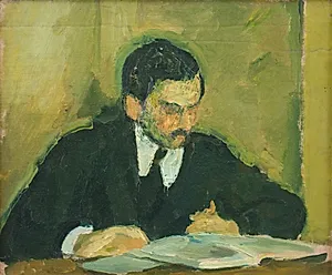 Maleren Ernst Goldschmidt læsende