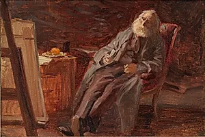 Maleren Vilhelm Kyhn rygende pibe