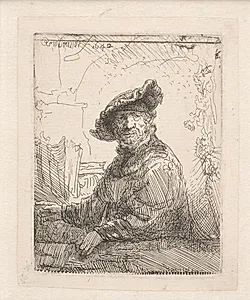 Mand i et lysthus by Rembrandt van Rijn