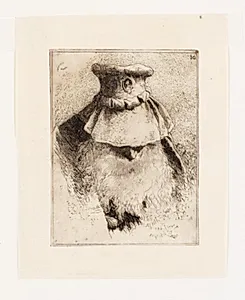 Mand med en stor hat by Giovanni Domenico Tiepolo