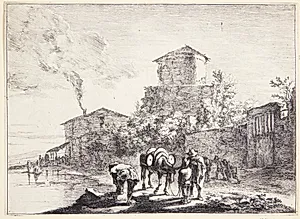 Mand med et mulæsel, Via Appia by Jan Both