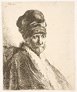 Mand med høj hue (Rembrandts fader?) by Rembrandt van Rijn