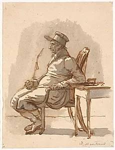 Mand med pibe og kasket. Kunstnerens onkel by Wilhelm Marstrand