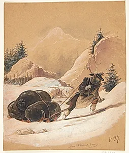 Mand med slæde by Sigmund Ferdinand Ritter von Perger