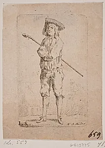Mand med Stok, hel Figur by W.A. Müller