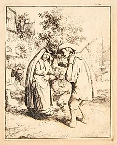 Mand og kvinde i samtale by Adriaen van Ostade
