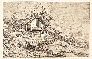 Mand ved et forfaldent hegn by Allaert van Everdingen