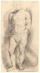 Mandlig figur set frontalt. Skt. Sebastian by Willem Panneels
