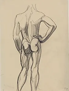 Mandlig model, set fra ryggen by J.A. Jerichau (II)