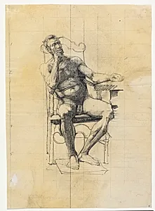 Mandlig modelfigur. Studie til Frederik III's figur på Universitetsbillede 1887-89 by Carl Bloch