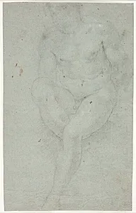 Mandlig modelstudie, siddende med optrukket højre ben by Hendrik Krock