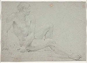 Mandlig modelstudie, siddende by Hendrik Krock