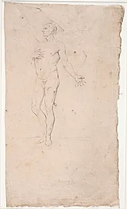 Mandlig modelstudie, stående by Hendrik Krock