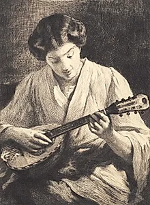 Mandolinspillende dame by Frans Schwartz