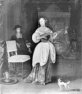 Mandolinspillende dame by Eglon van der Neer