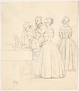 Mandsduet til klaverakkompagnement; desuden to damer by Wilhelm Marstrand