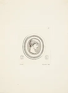 Mandshoved (Antinous) i profil mod højre by Madame de Pompadour