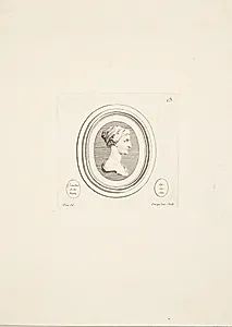 Mandshoved (Ludvig XV) i profil mod højre by Madame de Pompadour