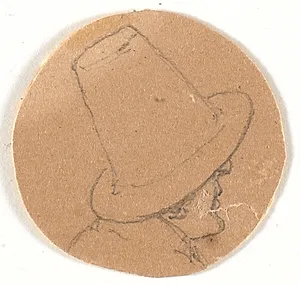 Mandshoved med høj hat. Profil til højre by Wilhelm Bendz