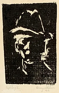 Mandsportræt med hat by Henry Nielsen