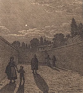 Måneskin over en vej. Illustration til "Linearperspectiven", Tavle IV by C.W. Eckersberg