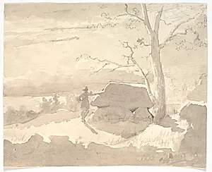 Måneskinsbillede. Jæger ved en stendysse by Jørgen Roed