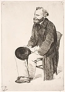 Manet, siddende, vendt mod venstre by Edgar Degas