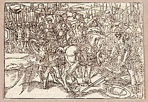 Marcus Valerius formaner den rebelske soldat til at skabe fred by Tobias Stimmer