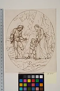Marguerite d'Anjou og røveren; Margaret of Anjou, dronning af England angrebet af røvere i en skov.