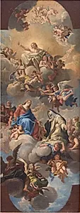 Maria introducerer Skt. Catherine af Siena til Kristus by Luigi Garzi