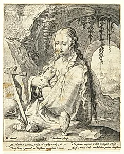 Maria Magdalene bedende i ørkenen by Jacob Matham