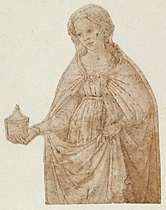 Maria Magdalene med salvekrukken. Knæfigur by Ubekendt