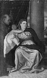 Maria med barnet og Den hellige Franciscus by Ubekendt