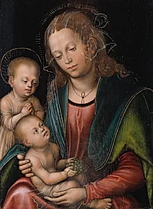 Maria med barnet og den lille Johannes by Lucas Cranach (I)