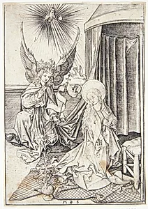 Marias bebudelse by Martin Schongauer