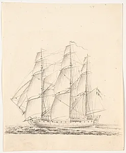 Marineskib for fulde sejl by C.A. Lorentzen