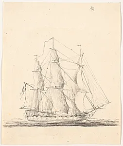 Marineskib for fulde sejl by C.A. Lorentzen
