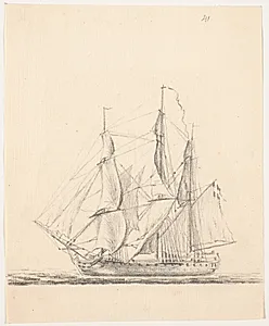 Marineskib for fulde sejl by C.A. Lorentzen