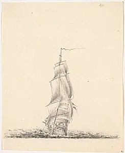 Marineskib for fulde sejl by C.A. Lorentzen