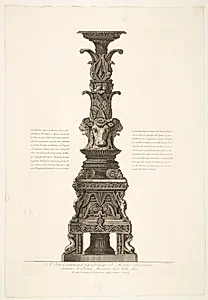 Marmorkandelaber, dekoreret med tyrehoveder by Giovanni Battista Piranesi