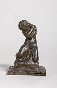Marmorpigen. Siddende nøgen pige, der omfavner sig selv by Kai Nielsen