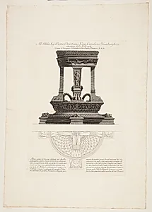 Marmortrefod med en frise af stjernetegn, dedikeret til Apollon og fundet ved Ciceros Villa i Tusculum by Giovanni Battista Piranesi