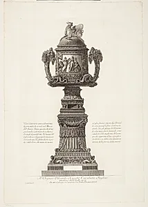 Marmorurne på en rigt dekoreret pedestal by Giovanni Battista Piranesi