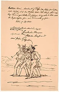 Marstrand, Constantin Hansen og Raffenberg på fodtur by Wilhelm Marstrand