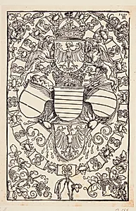 Maximilian I's våbenskjold som romernes konge by Albrecht Dürer