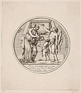 Medaljon i anledning af grevinde Bernstorffs inoculation by J.M. Preisler