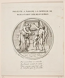 Medaljon i anledning af grevinde Bernstorffs inoculation by J.M. Preisler