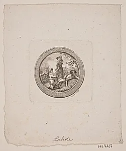 Medallionvignet med dame by Gerhard Ludvig Lahde
