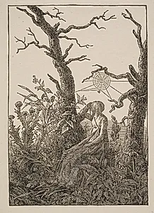 Melankolien. Kvinden med edderkoppespindet by Jacob Friedrich